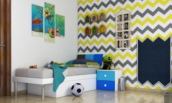 chevron pattern boys bedroom