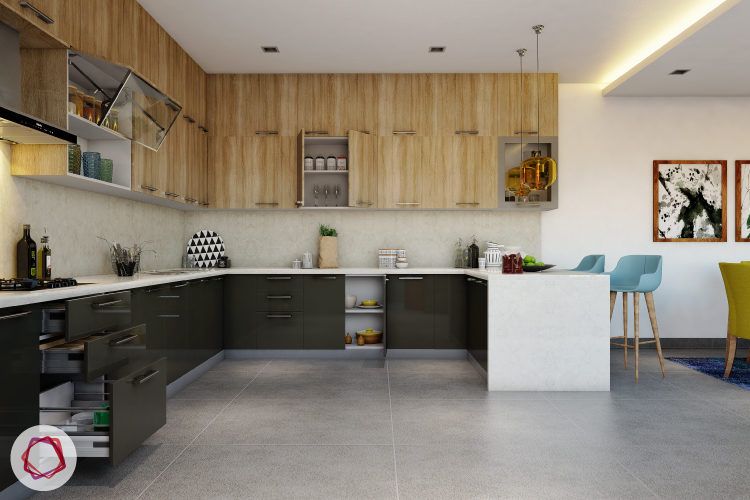 Modular kitchen cabinet - See through lift up