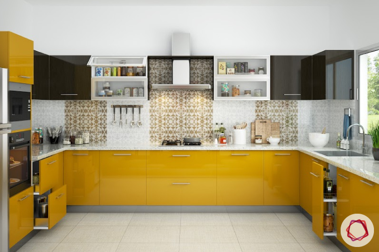 contrasting kitchen cabinets