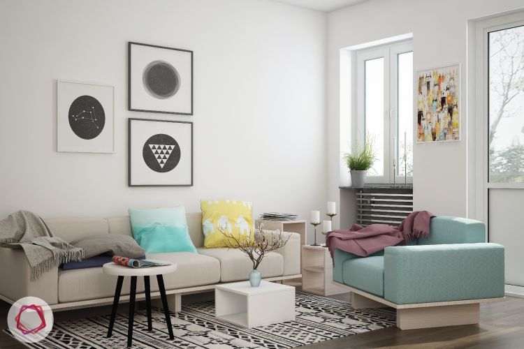 Clean light color sofa