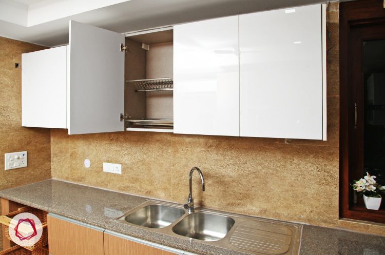 Delhi kitchen interior design - double stainless steel sink