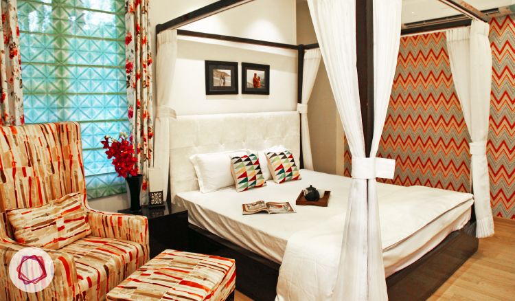 Delhi home renovation_Master bedroom with four-poster bed