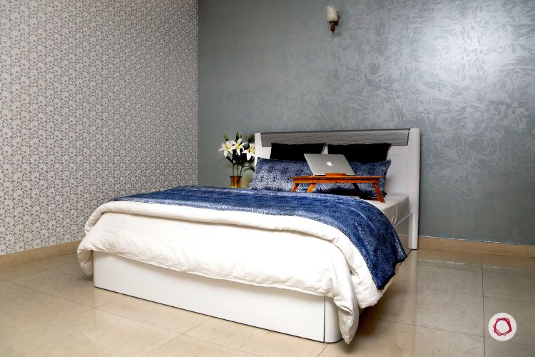 Bangalore_interior design_blue and silver bedroom