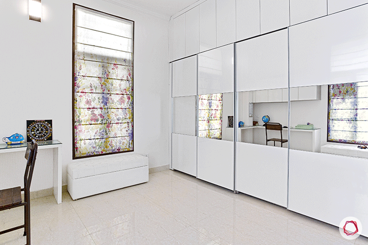 Simple Bangalore interior design_kid's room white wardrobes