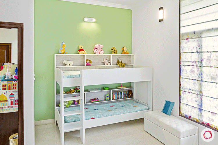 Simple Bangalore interior design_kid's room green wall