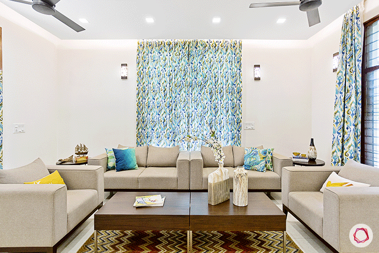 Simple Bangalore interior design_living room front view