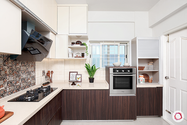 Kitchen with loft- window