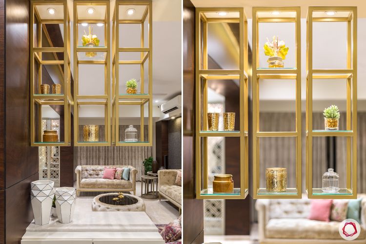 House design-gold display unit-display shelf-accessories