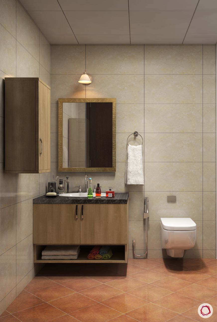 bathroom-brown-rectangle-mirror-lamp-storage-cabinet-toilet