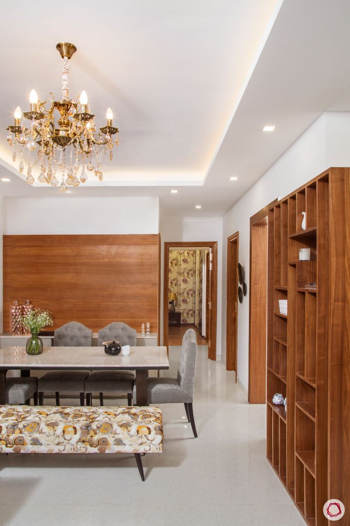 best interior design-wooden display shelves-dining room