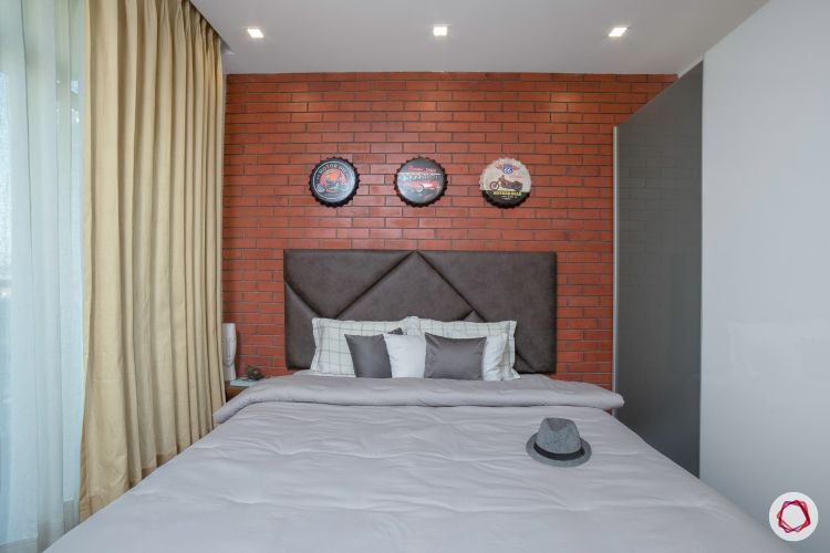 best interior design-industrial bedroom-exposed brick wall
