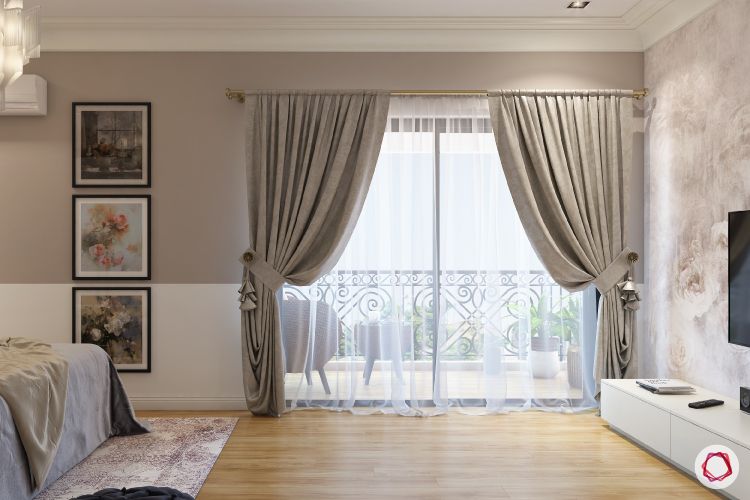 blinds-bedroom-layered-sheer-wooden-flooring-balcony-bed-TV
