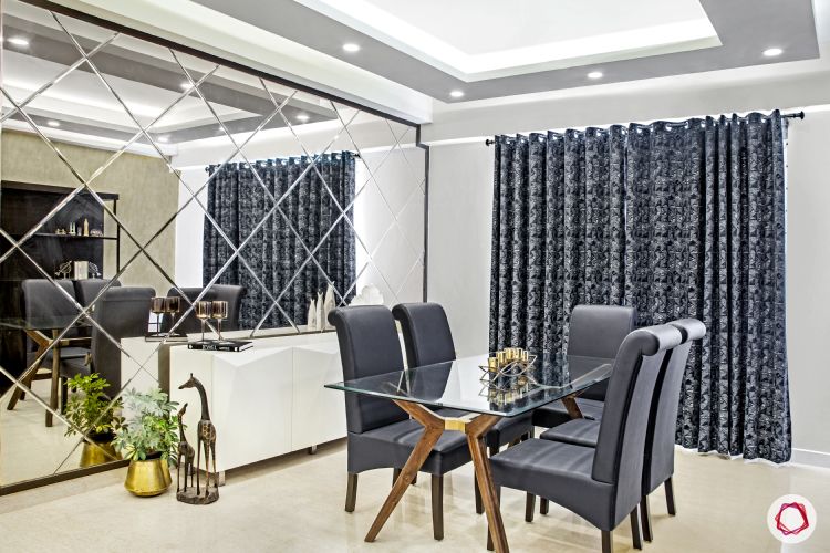 parineeti chopra-mirror-wall-curtain-dining-table-chairs-plant