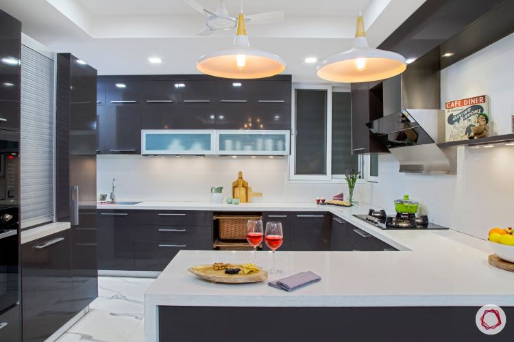 New house design-grey and white kitchen-roller shutter unit-frosted glass shutters