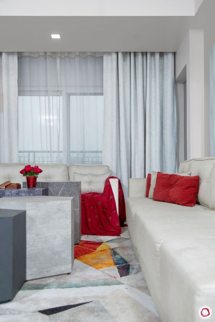 New house design-living room-hexagonal coffee table-contemporary room