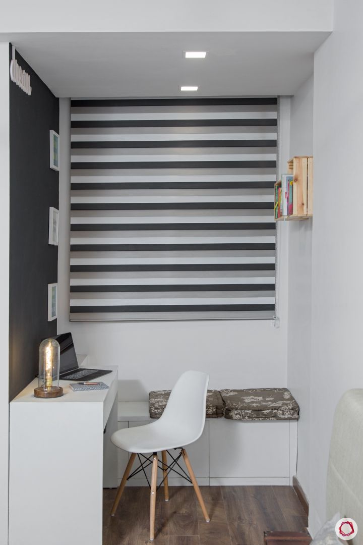 New house design-study space-grey and white-white bench