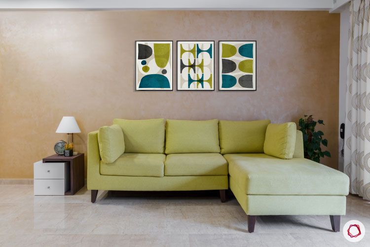 Small home design_lime green sofa