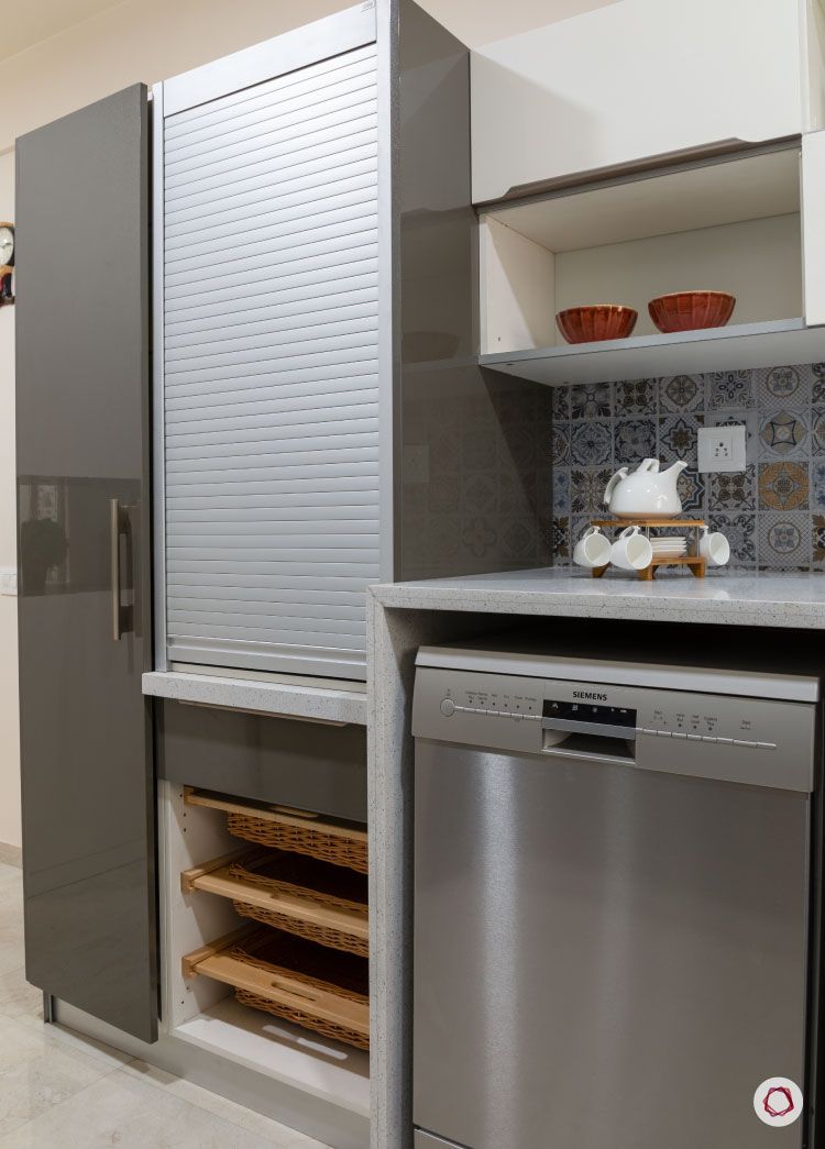 kitchen-roller-shutter-grey kitchen designs