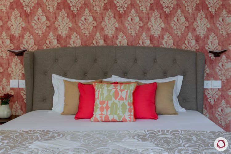 peach accent wall designs-grey headboard designs