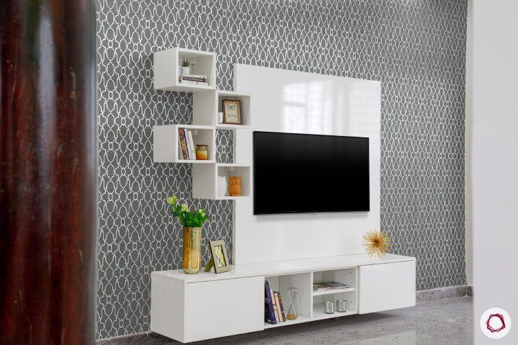 villas-in-bangalore-white-TV-unit-open-shelf