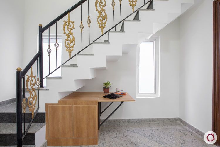 villas-in-bangalore-staircase-storage-table