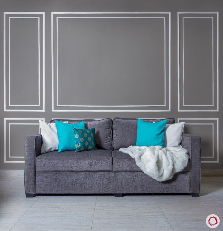 3bhk flat_living room sofa-grey-wall-white-trims