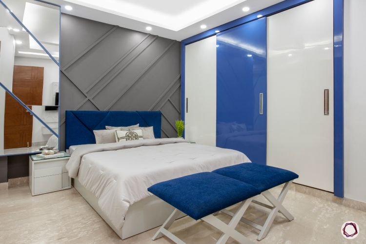 3BHK plan blue and grey wall