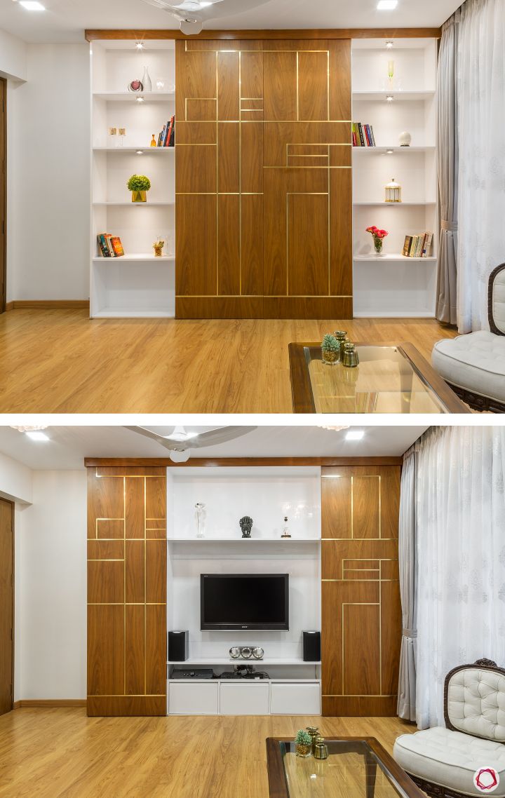 Wall Shelves for Living Room sliding doors