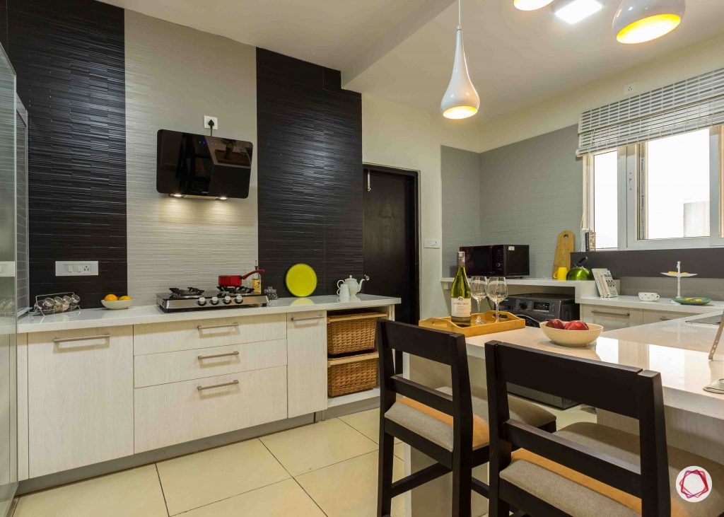 modern house design kitchen black and white tiles