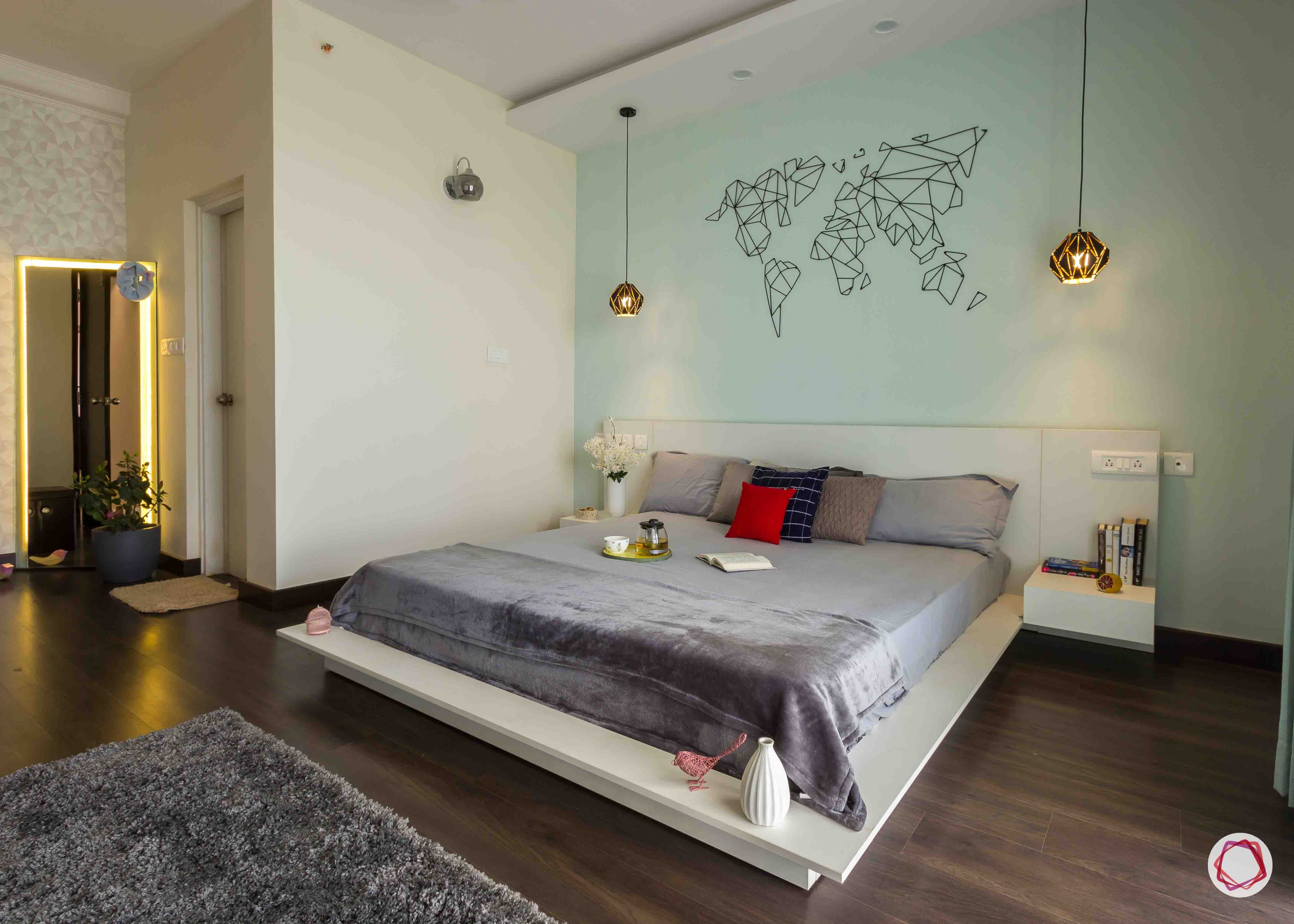 modern house design bedroom world map