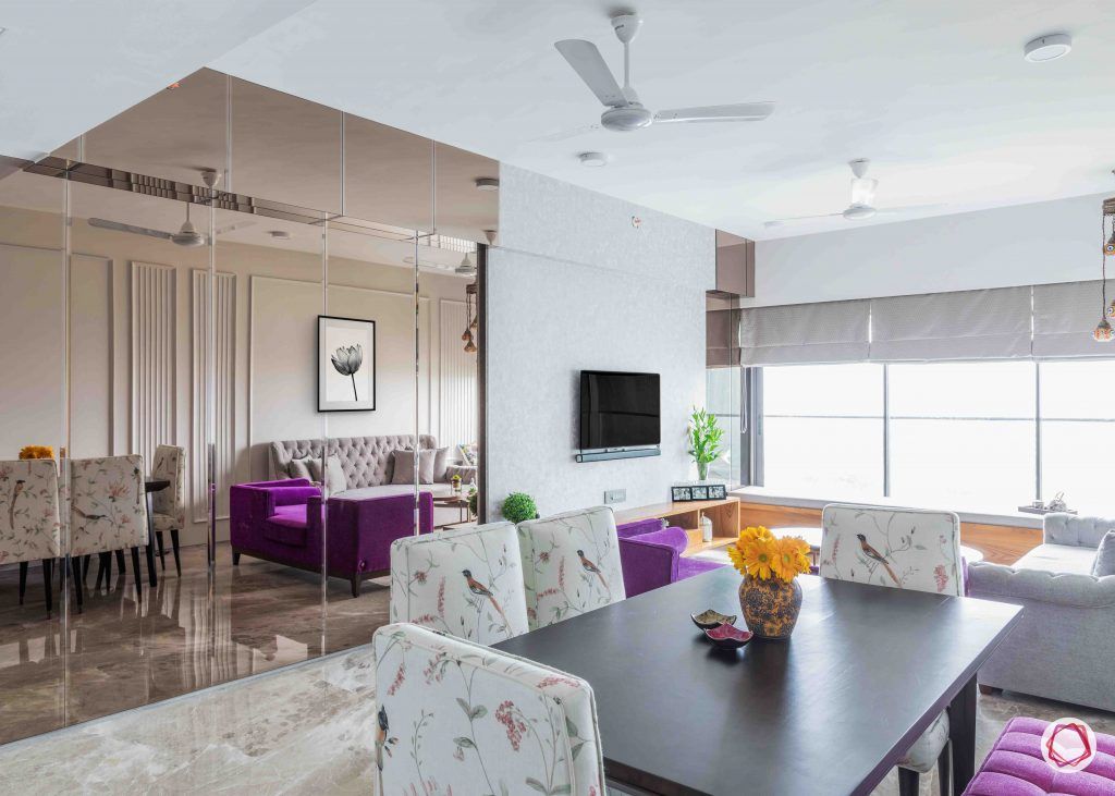 apartment design_mirror panel designs-dining set with bench