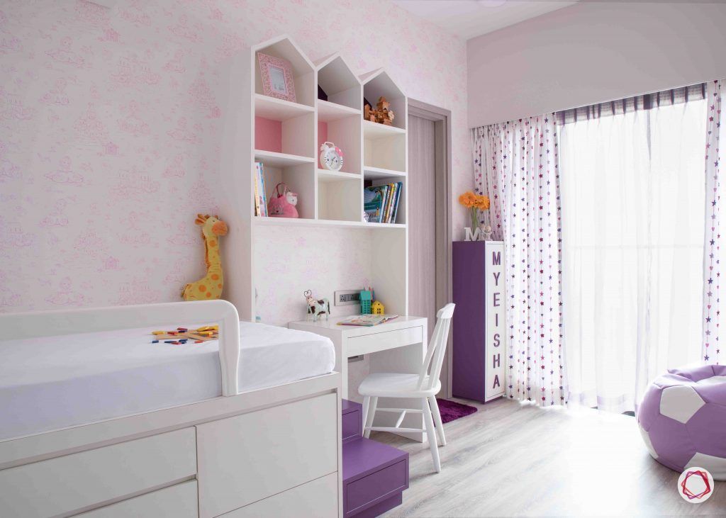 apartment design_pink wallpaper designs-castle book rack design