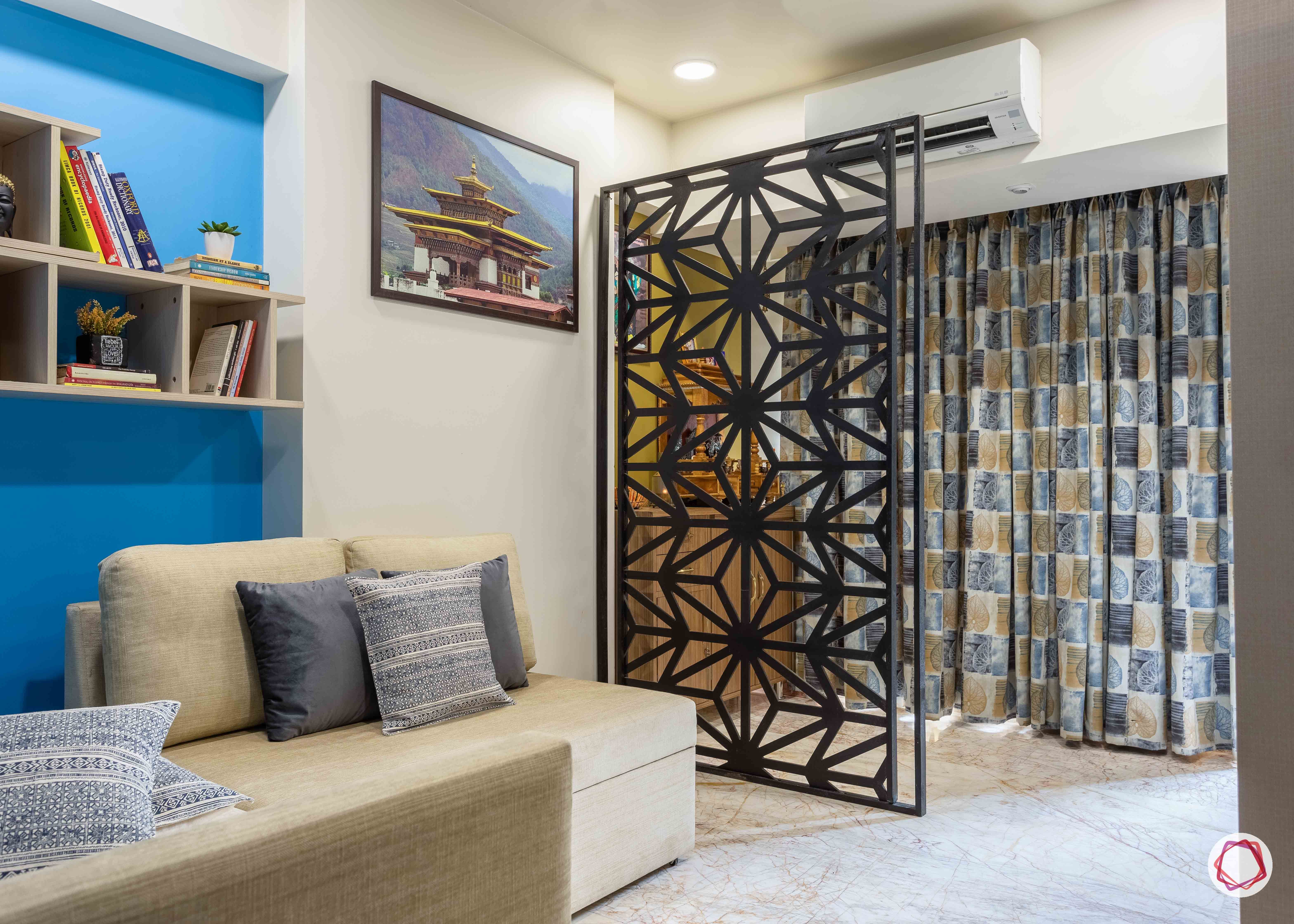 home interior-study room-jaali partition