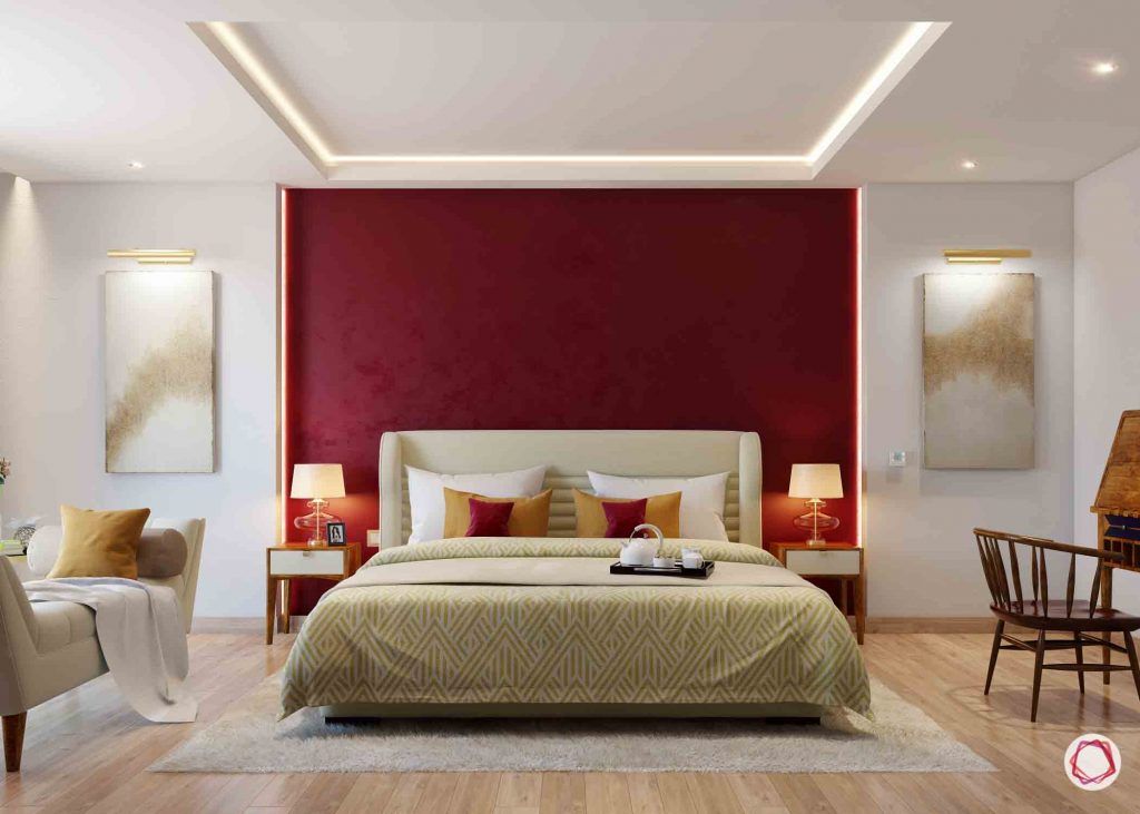 painting ideas-accent wall-bedroom-chairs-bedroom lighting