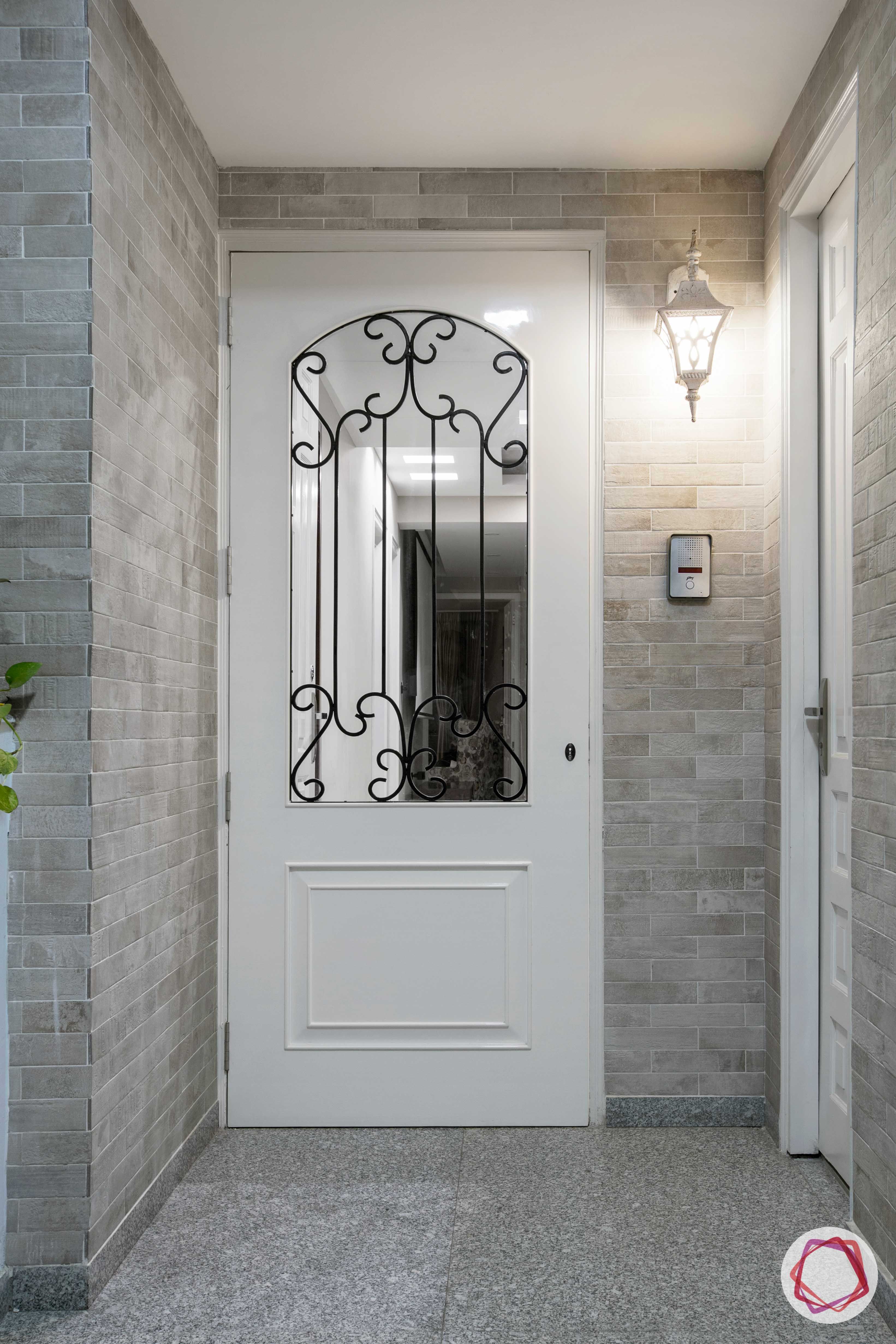 Prateek Stylome_white door designs-exposed brick wall designs