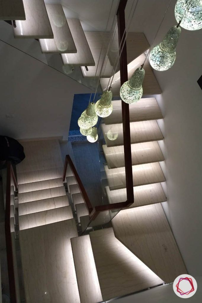 duplex house design stair lights