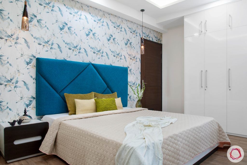 Cleo county noida_master bedroom white bed full view