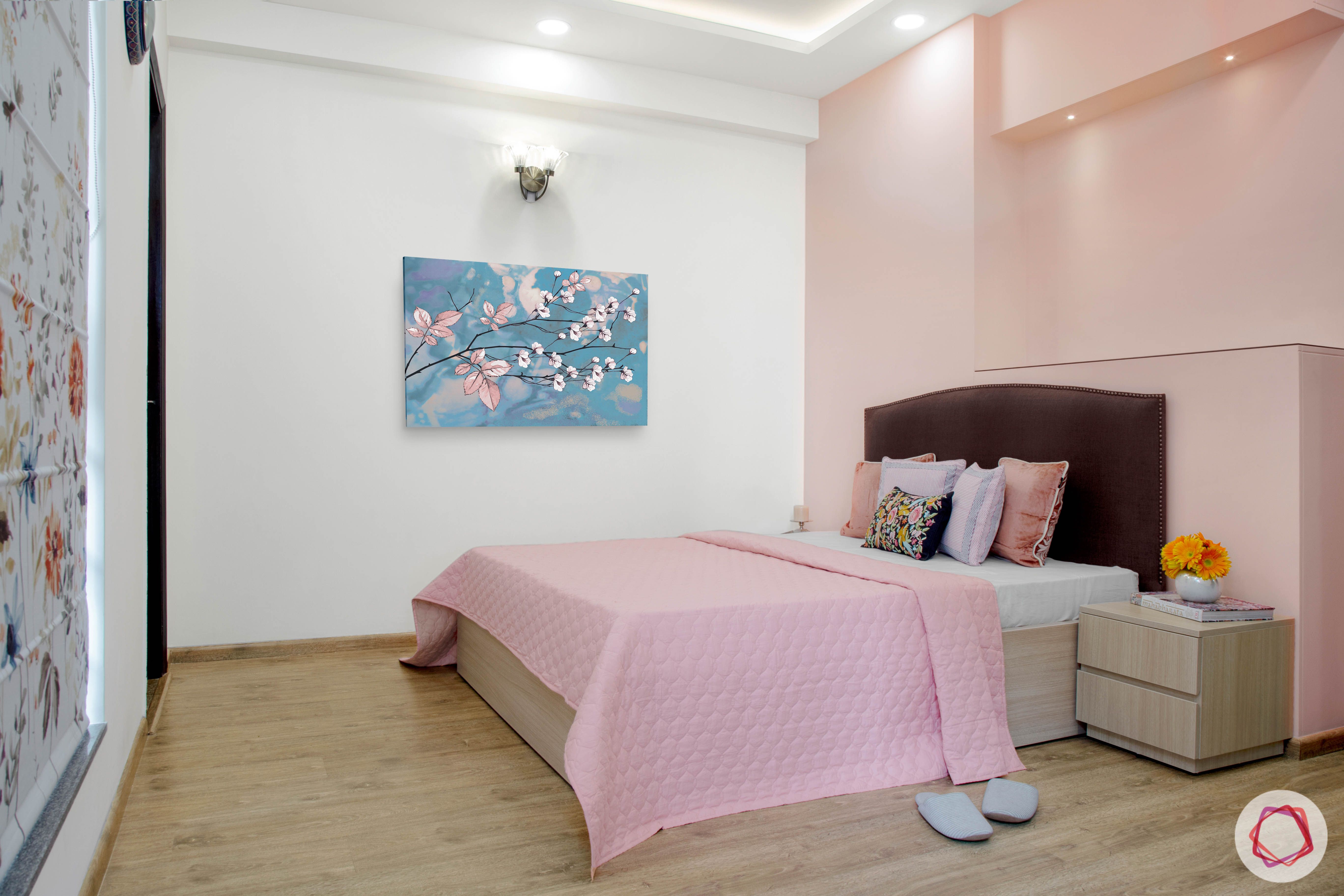 Cleo county noida_peach pink room full view