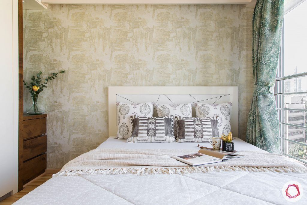 2BHK interior_green wallpaper