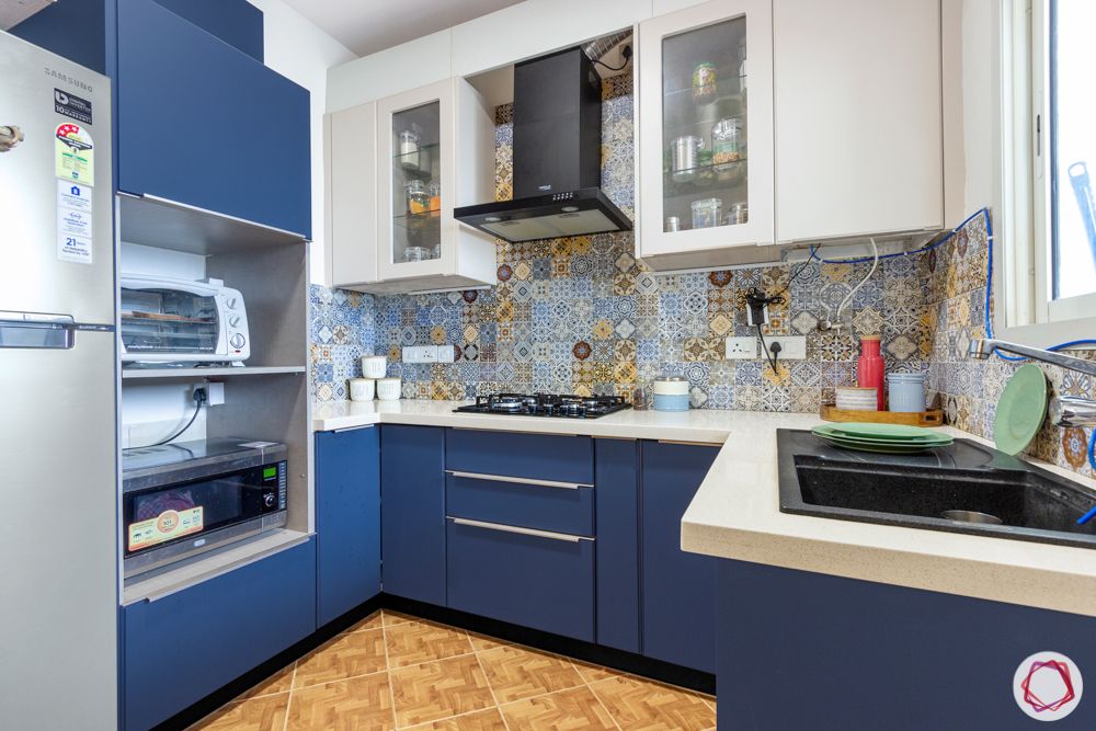 glossy vs matte finish-white and blue matte cabinets-white and blue kitchen