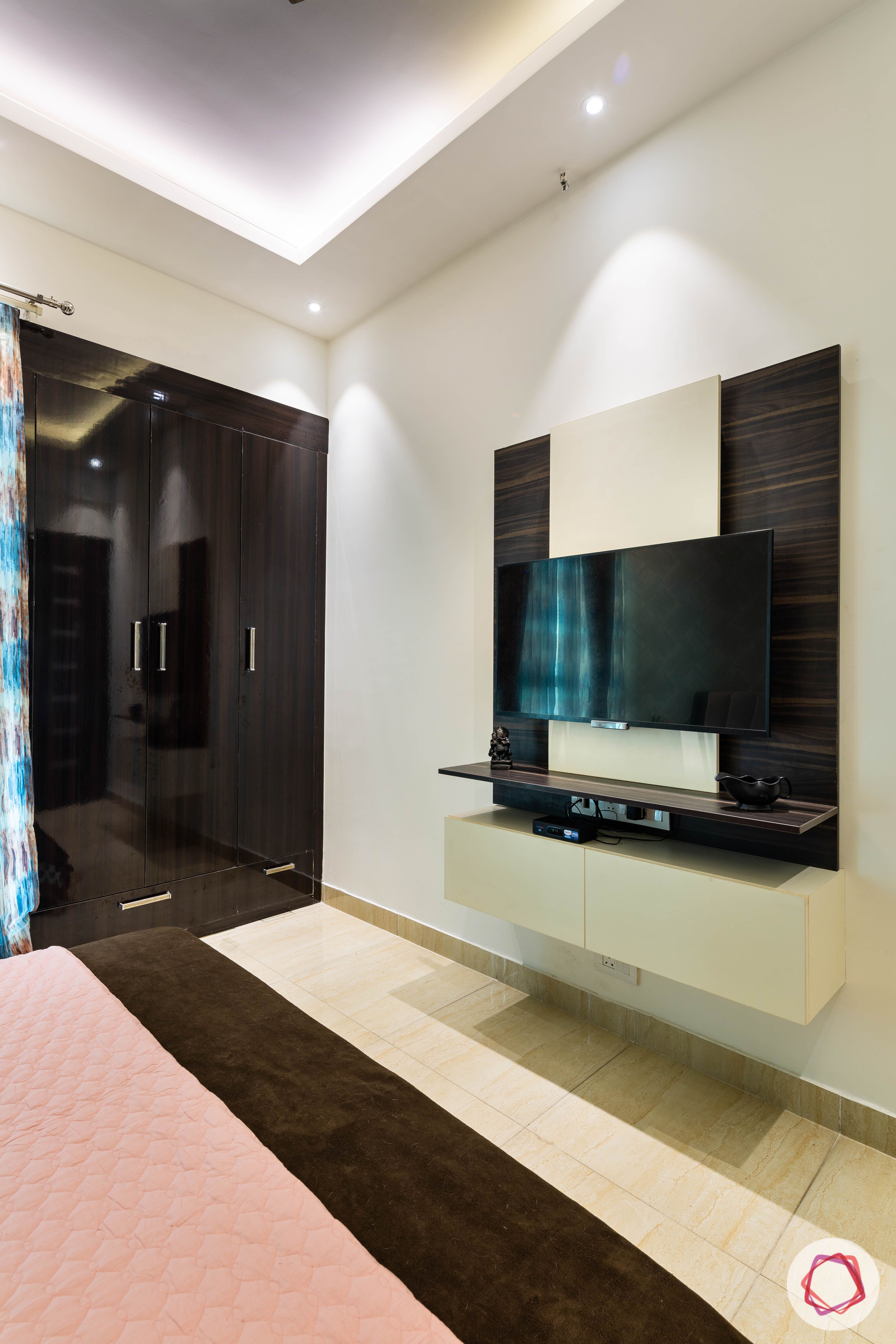 3 bhk flat-bedroom-tv unit-compact unit-false ceiling