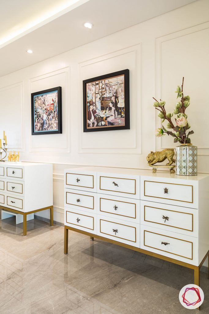 4bhk house plan-dining room furniture-crockery cabinet designs-white console-cutlery cabinet designs