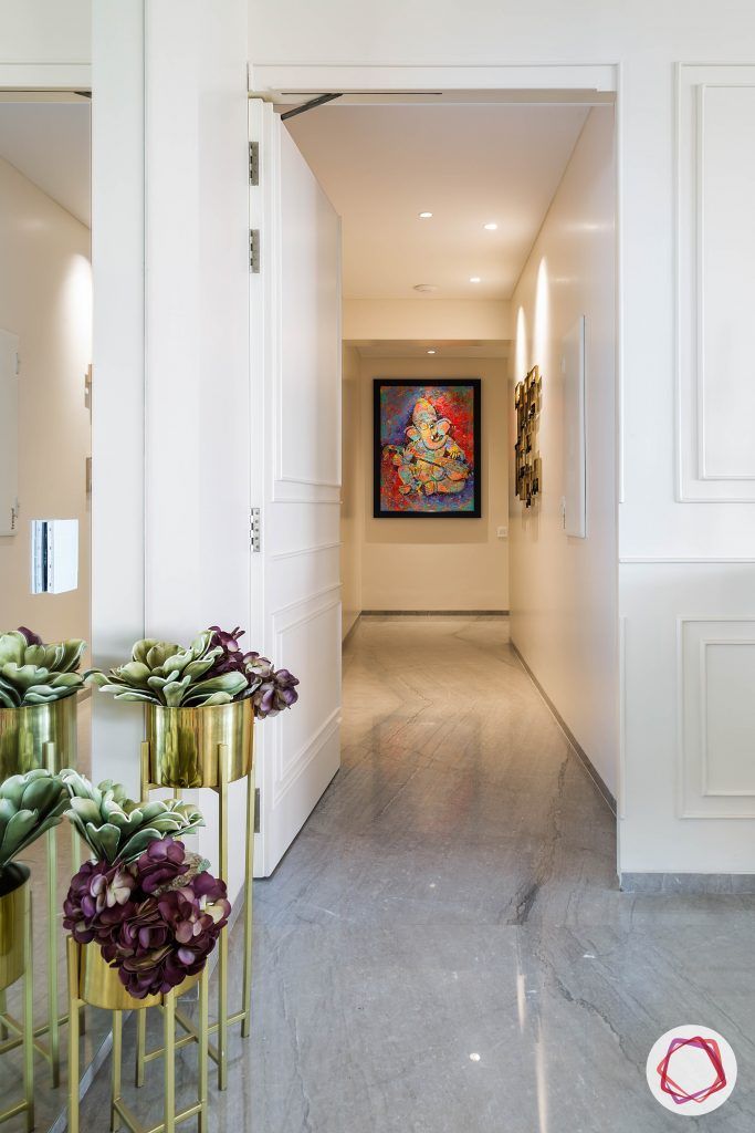 4bhk house plan-pooja room designs-marble flooring-wall moulding designs