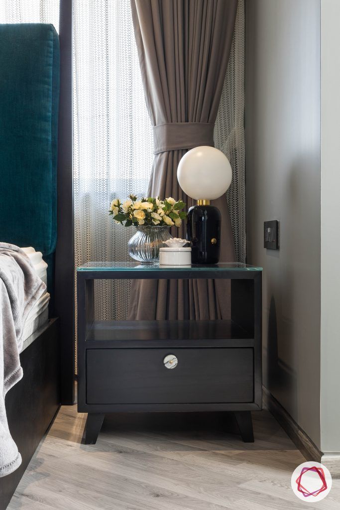 4bhk house plan-master bedroom designs-wooden side table-bedside table- side table designs