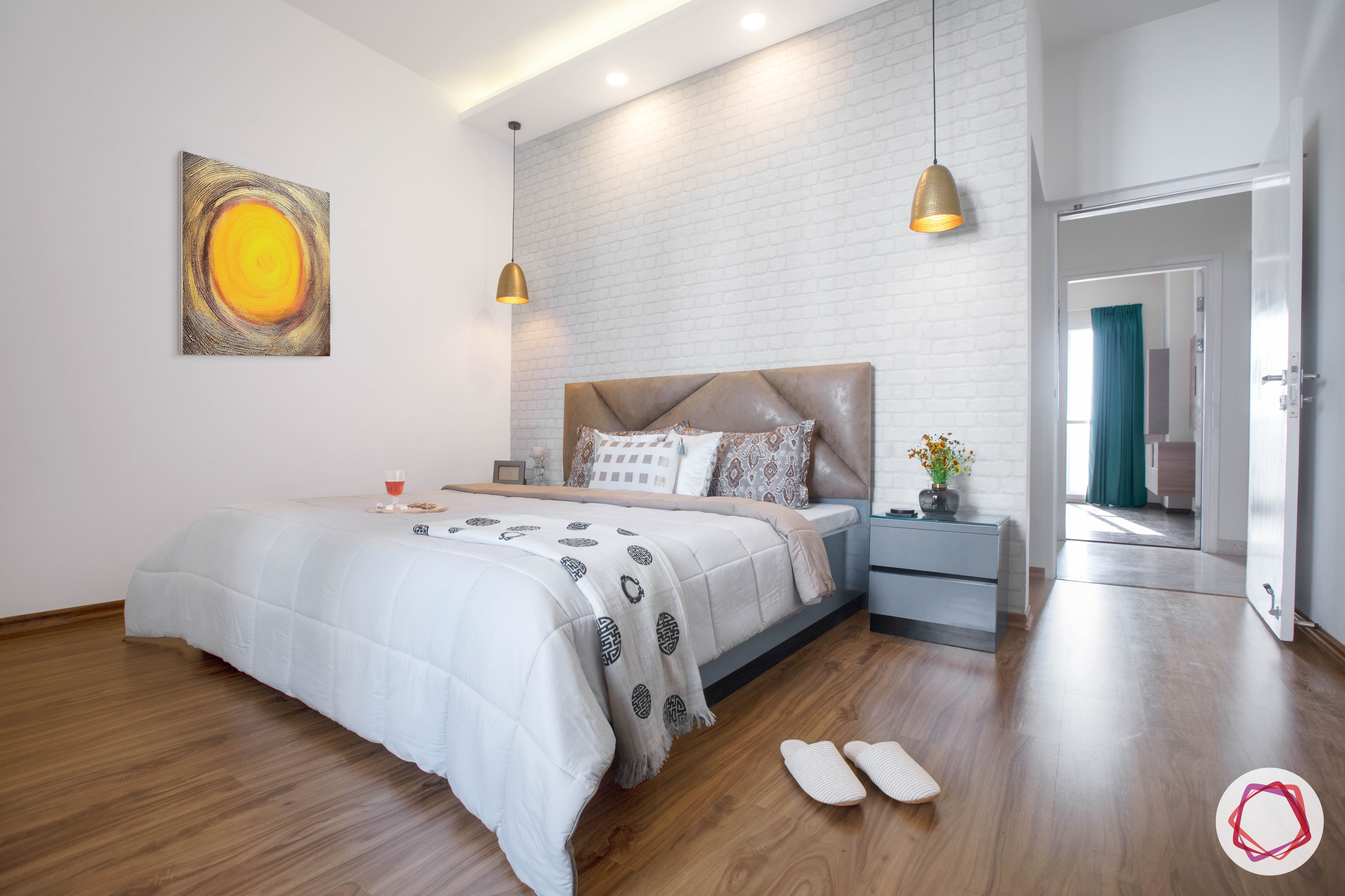 minimalism-white exposed brick wall-wooden floor designs-scandinavian decor