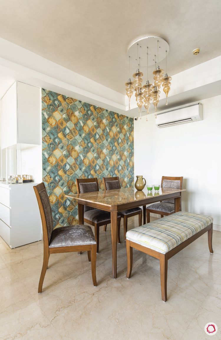 flat-in-faridabad-dining-room-modern-cosy-dining-chairs-bench-wallpaper-light
