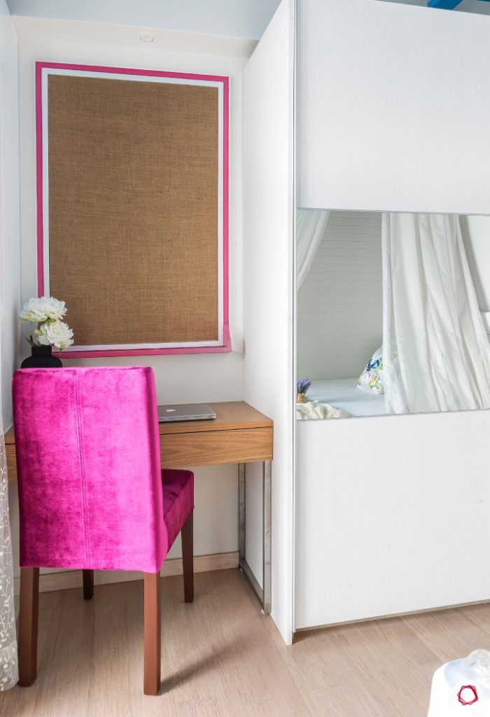 lodha-wadala-daughter-bedroom-white-wardrobe-pink-study-chair