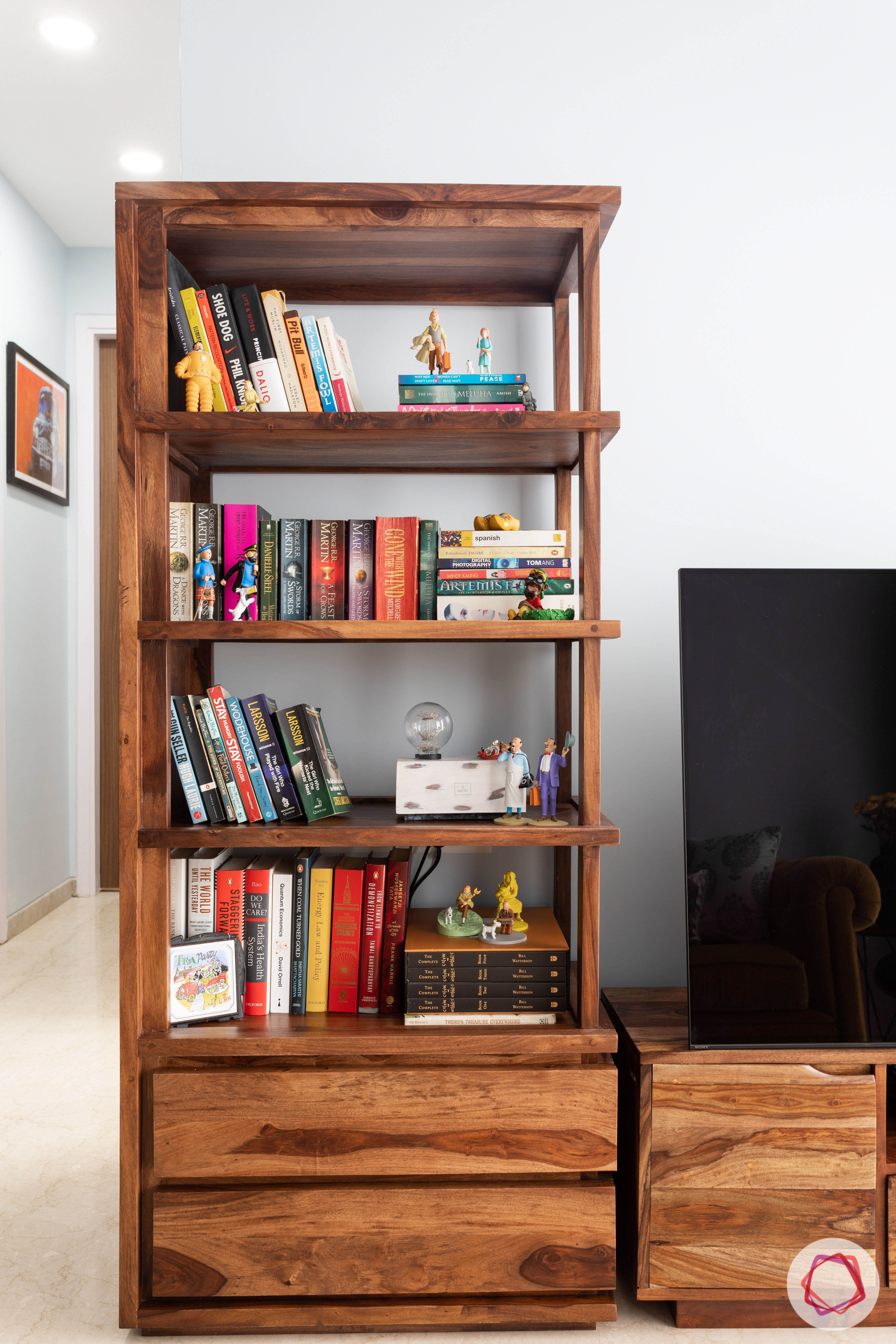 crescent bay-bookshelf-wooden bookshelf-tv unit
