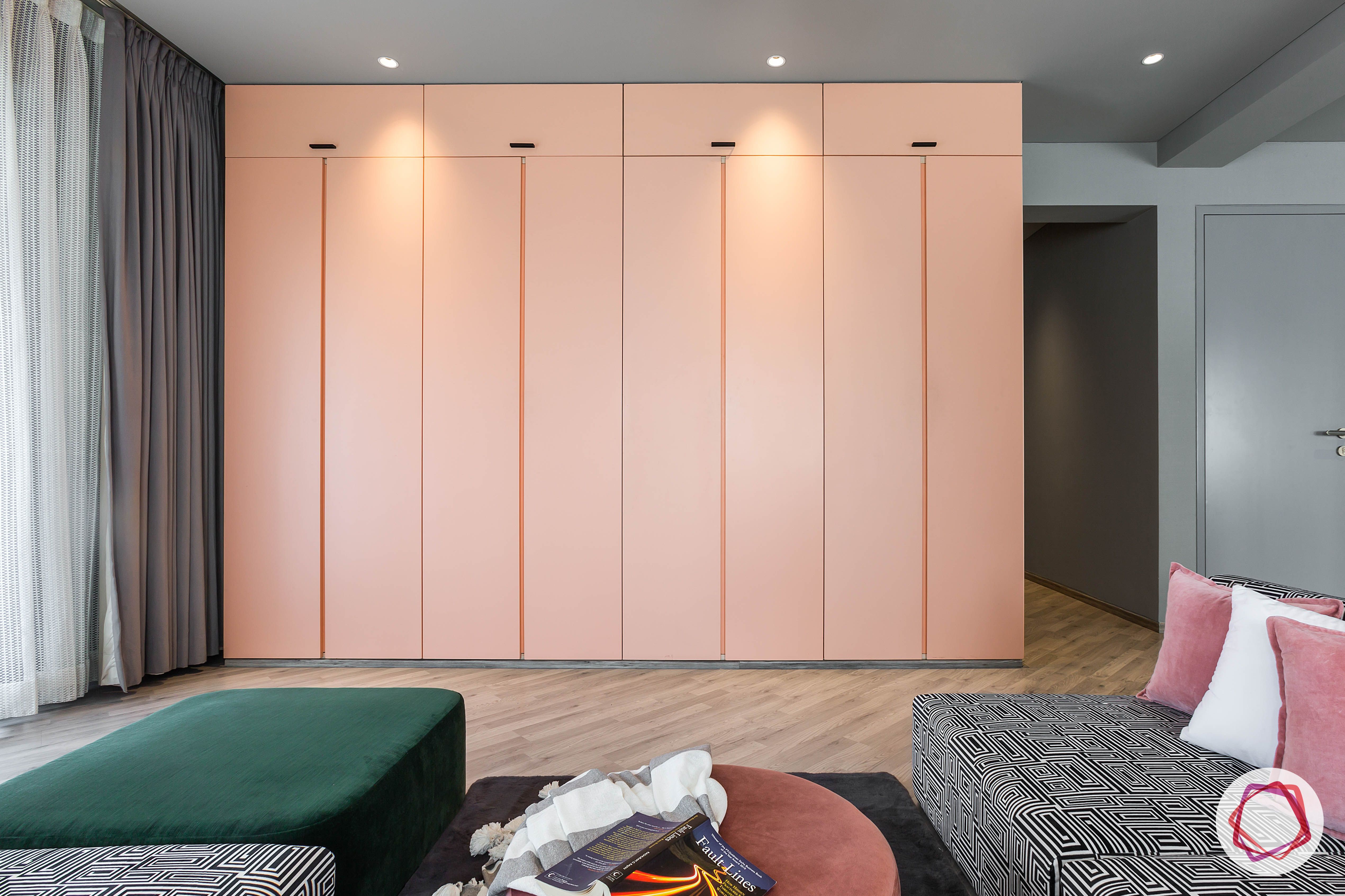 latest wardrobe design for bedroom-handleless wardrobe designs-peach coloured wardrobe 