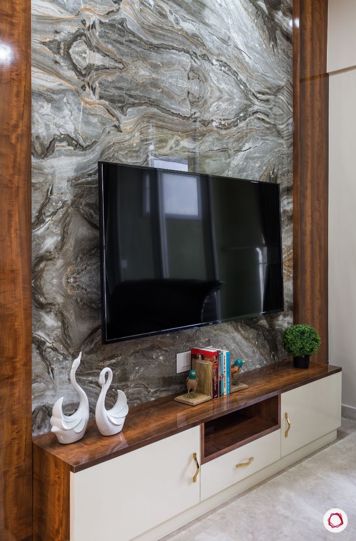 best interior designers in mumbai-living room-laminate tv unit-marble tiles-accent wall